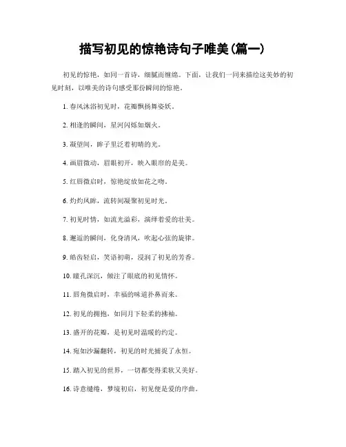 描写初见的惊艳诗句子唯美(精选两篇)