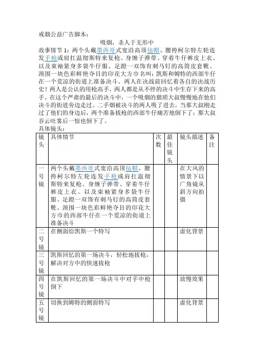 戒烟公益广告脚本
