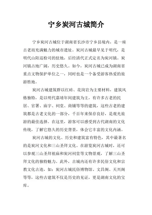 宁乡炭河古城简介