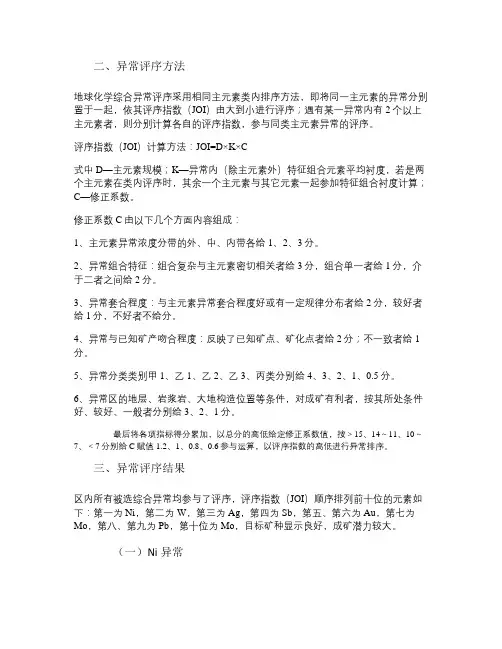 化探异常评序(精)