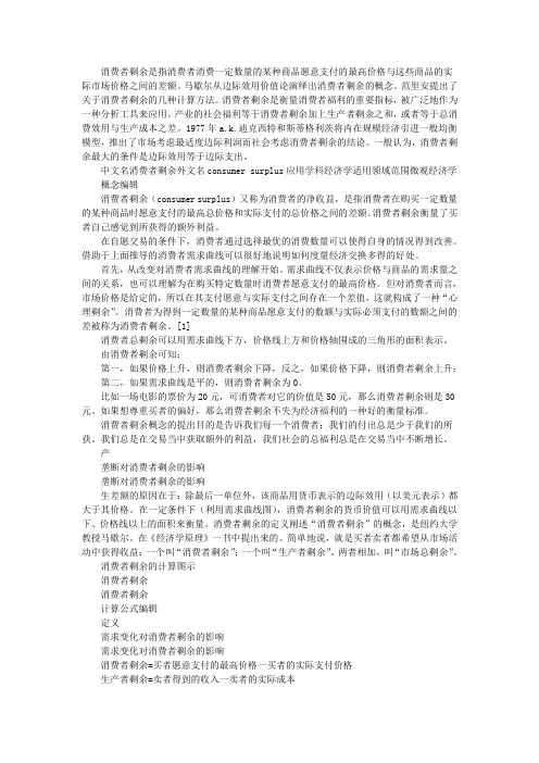 消费者剩余