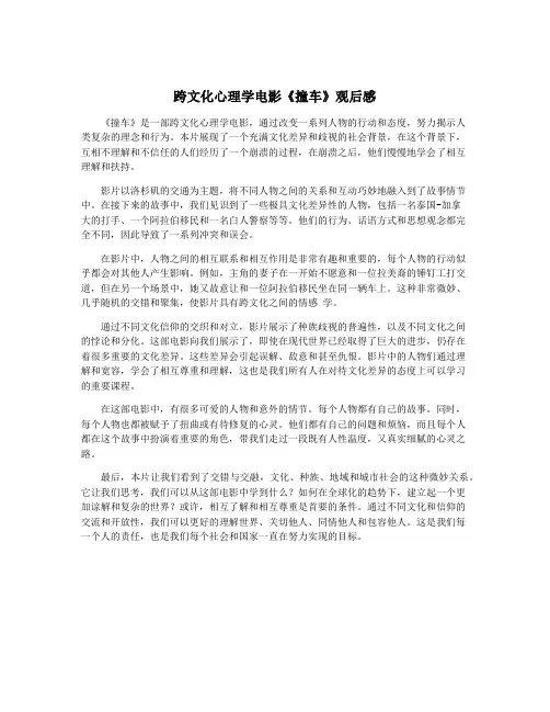 跨文化心理学电影《撞车》观后感