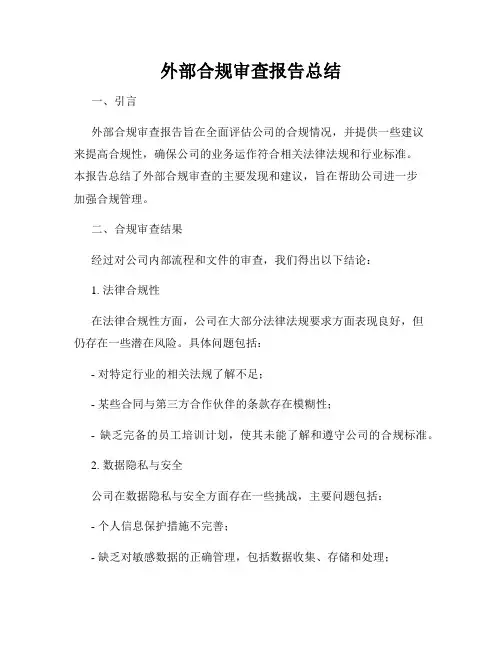 外部合规审查报告总结