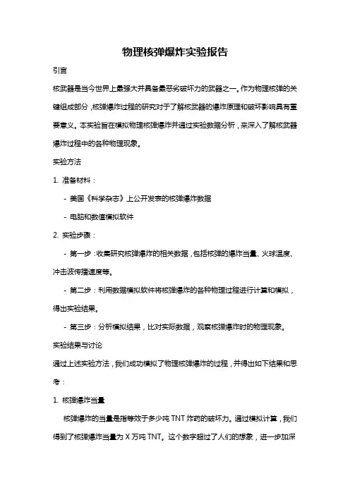 物理核弹爆炸实验报告