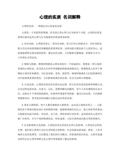 心理的实质 名词解释
