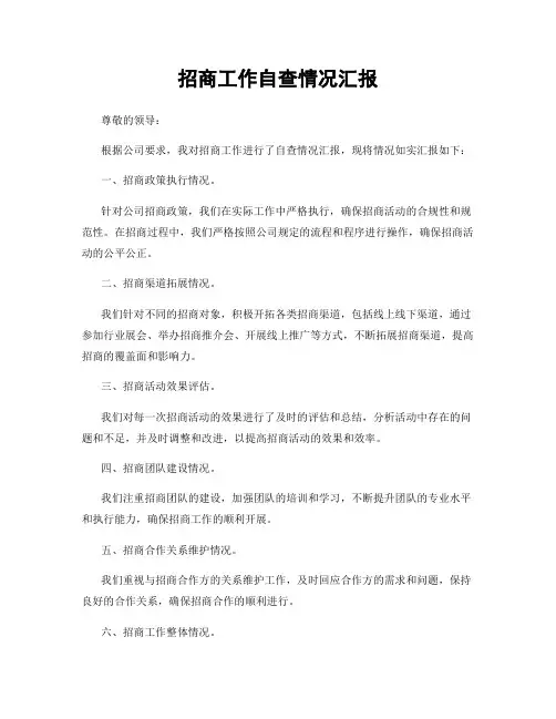 招商工作自查情况汇报