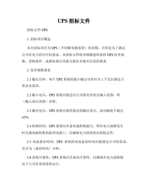 UPS招标文件