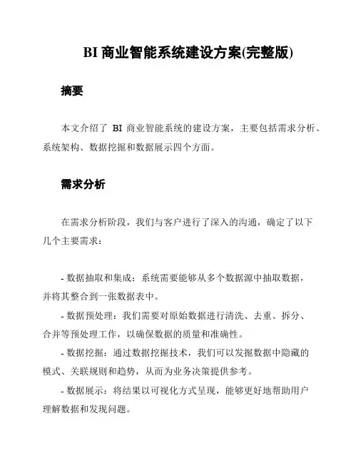 BI商业智能系统建设方案(完整版)