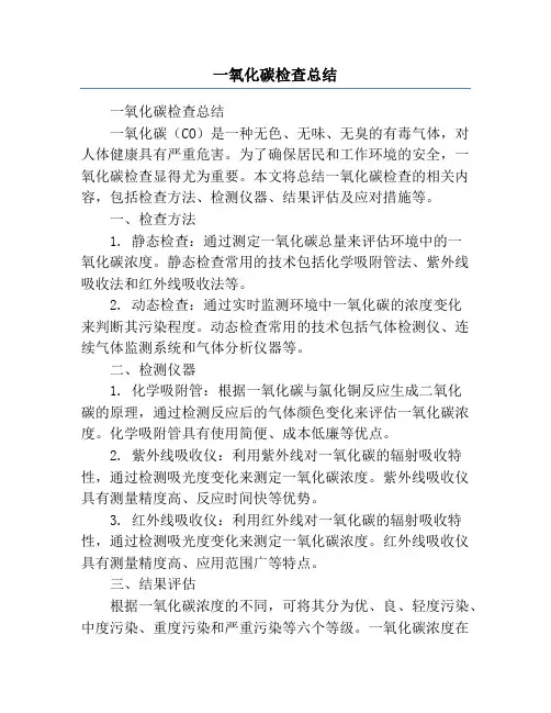 一氧化碳检查总结