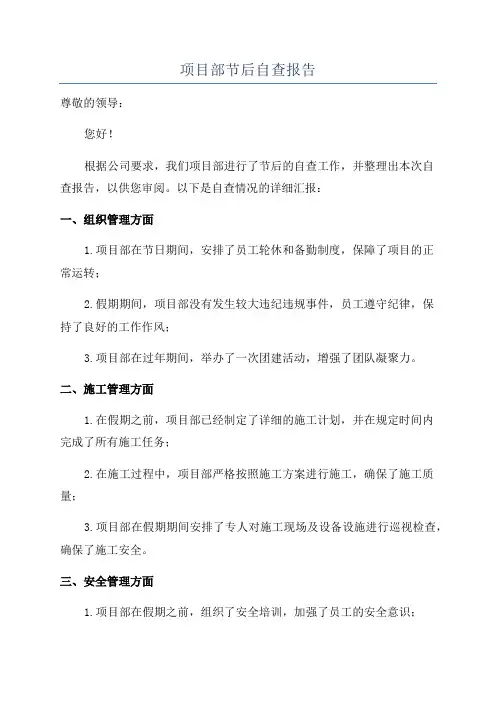 项目部节后自查报告