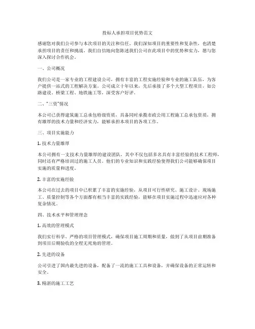 投标人承担项目优势范文