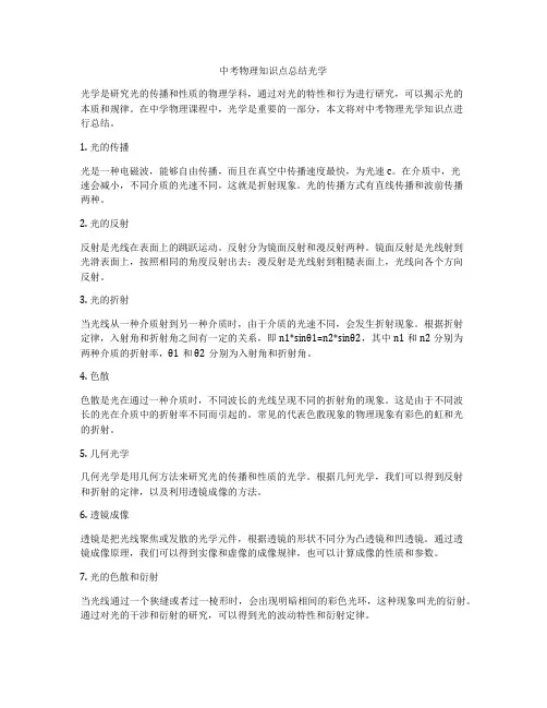 中考物理知识点总结光学