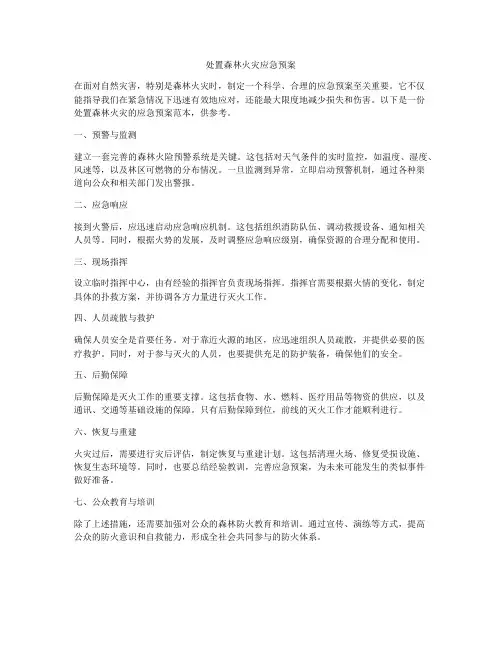 处置森林火灾应急预案