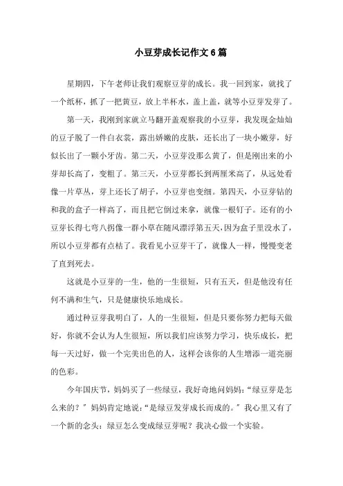 小豆芽成长记作文6篇精选