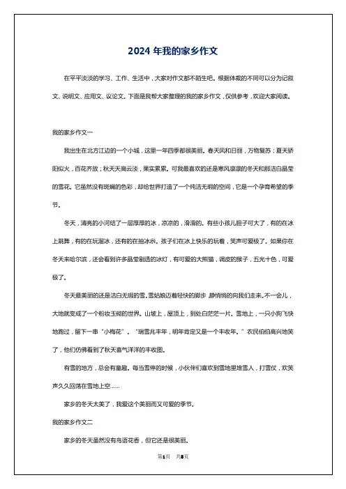 2024年我的家乡作文