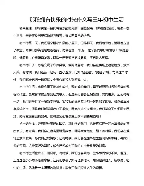 那段拥有快乐的时光作文写三年初中生活
