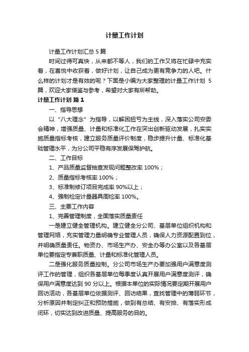 计量工作计划