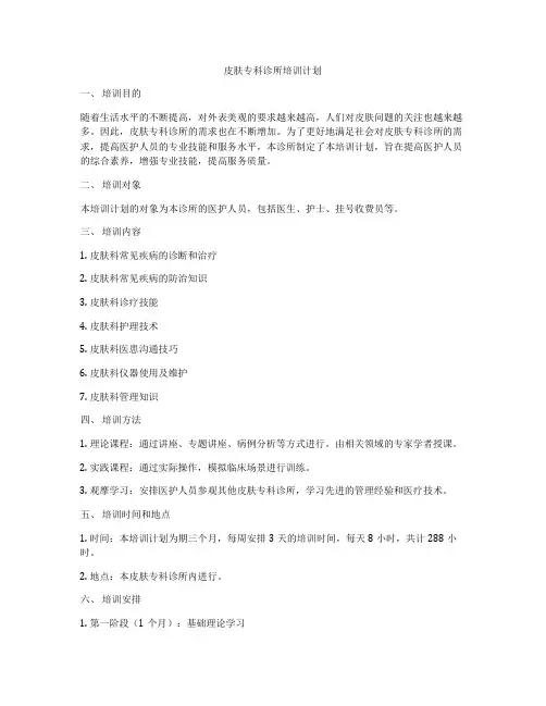 皮肤专科诊所培训计划