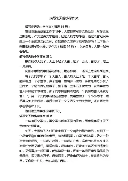 描写冬天的小学作文（精选56篇）