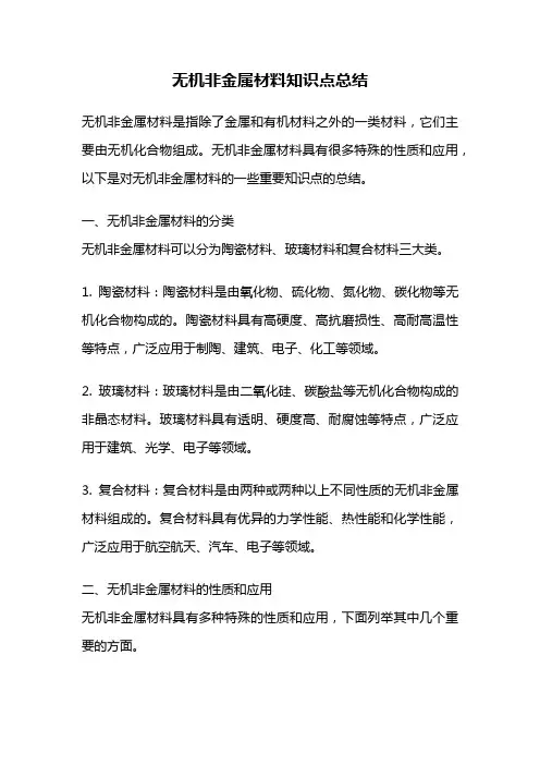 无机非金属材料知识点总结