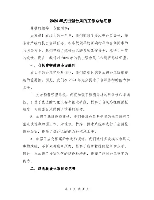 2024年抗击强台风的工作总结汇报