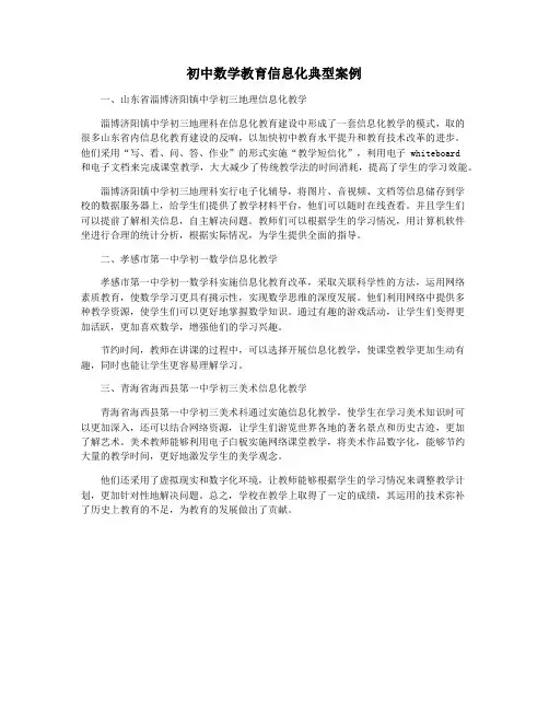 初中数学教育信息化典型案例