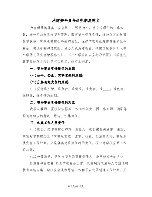 消防安全责任追究制度范文（五篇）