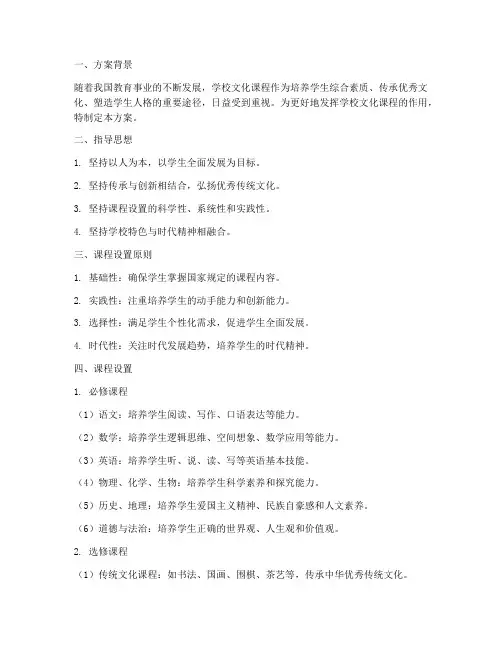 学校文化课程设置方案模板