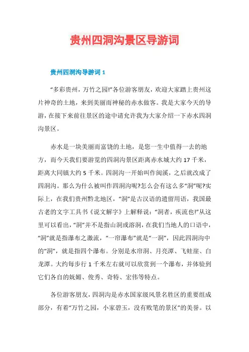 贵州四洞沟景区导游词