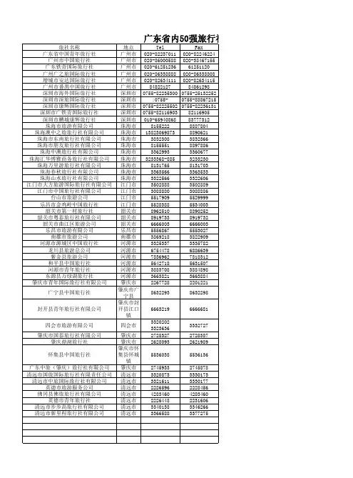 广东50旅行社信息