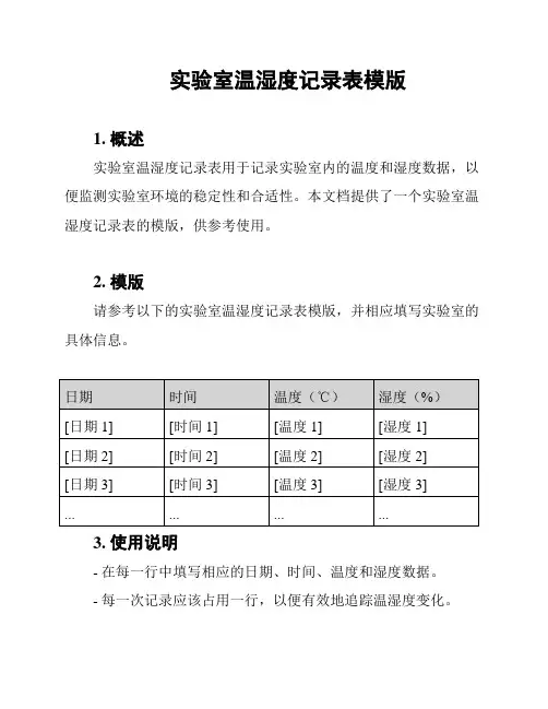 实验室温湿度记录表模版