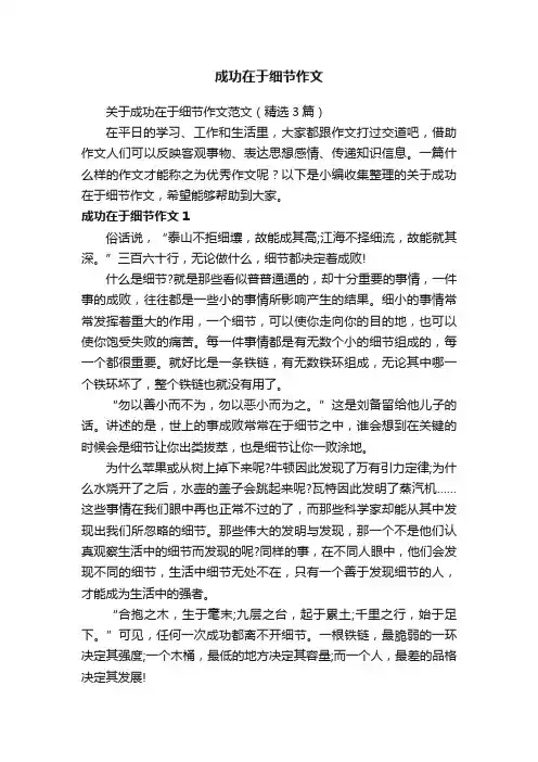 关于成功在于细节作文范文（精选3篇）