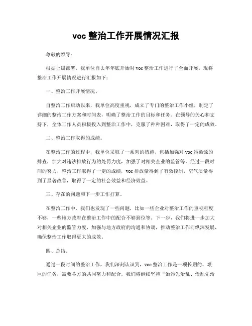 voc整治工作开展情况汇报