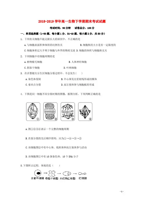 2018_2019学年高一生物下学期期末考试试题201912120321_1