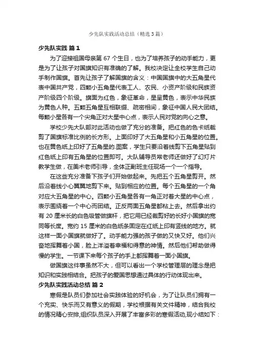 少先队实践活动总结（精选3篇）