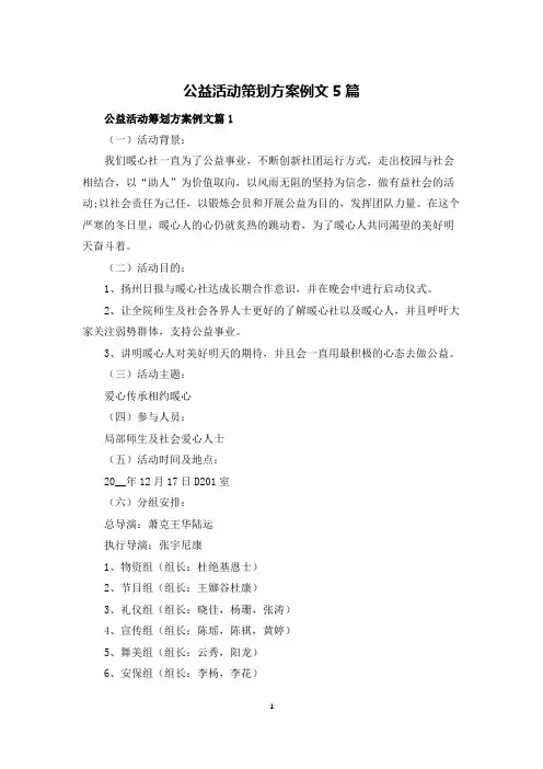 公益活动策划方案例文5篇
