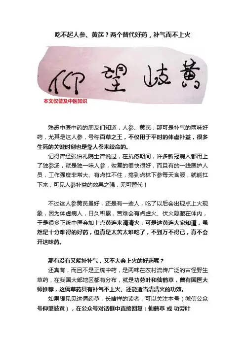 吃不起人参、黄芪？两个替代好药，补气而不上火
