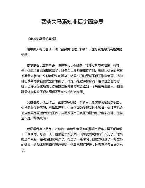 塞翁失马焉知非福字面意思