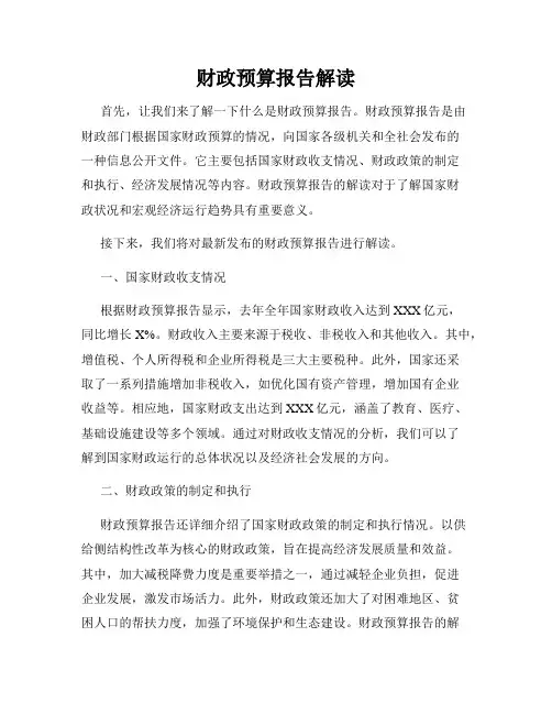 财政预算报告解读