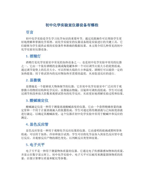 初中化学实验室仪器设备有哪些