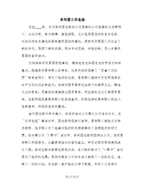 车间团工作总结（2篇）