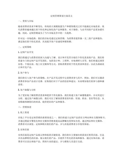定制营销策划方案范文