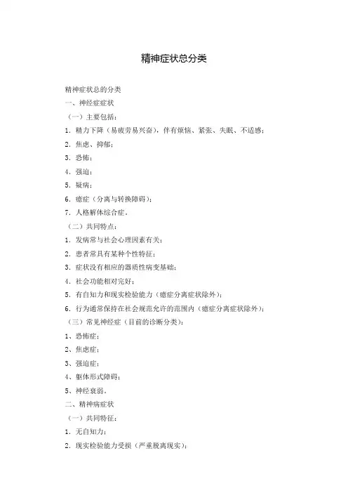 精神症状总分类