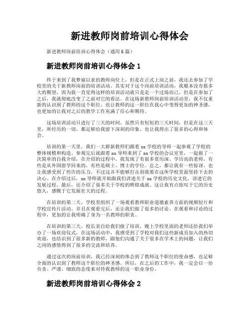 新进教师岗前培训心得体会
