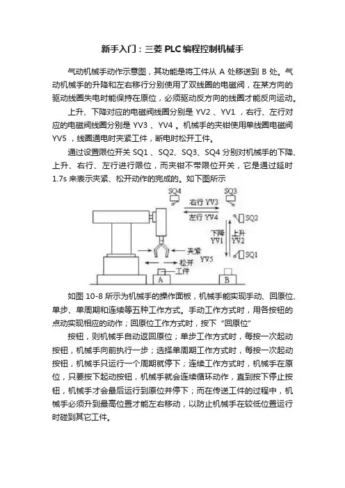 新手入门：三菱PLC编程控制机械手