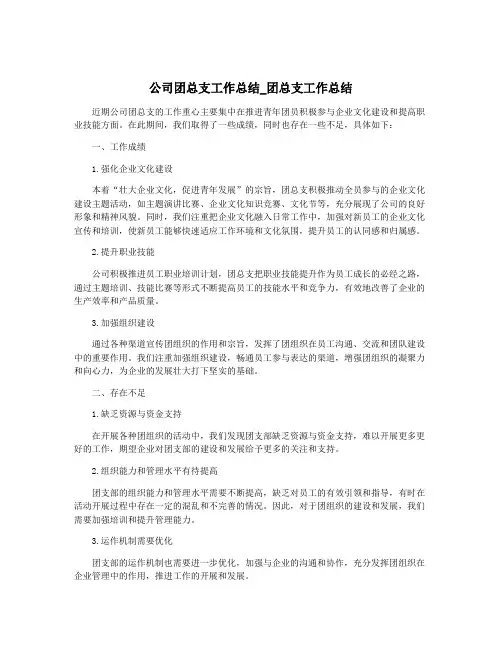 公司团总支工作总结_团总支工作总结