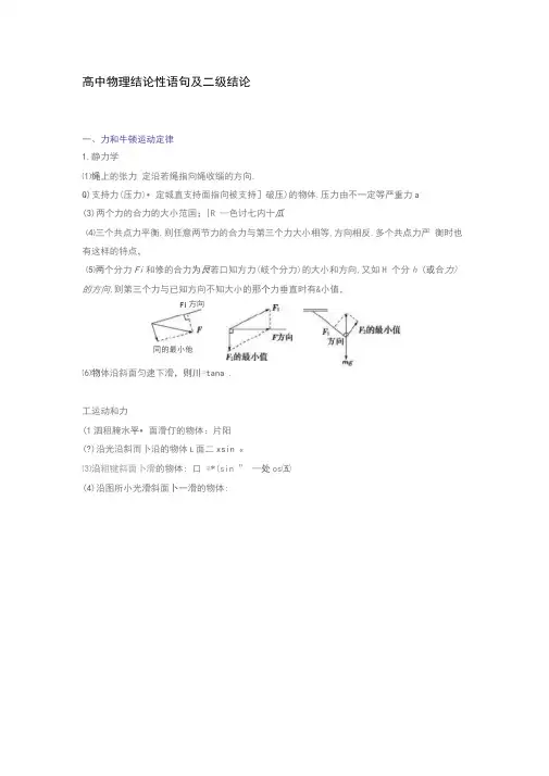 2020年高中物理：高考必用二级结论大全!