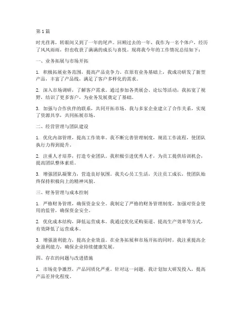 个体户年度总结范文(3篇)