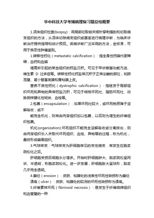 华中科技大学考博病理复习题总结概要