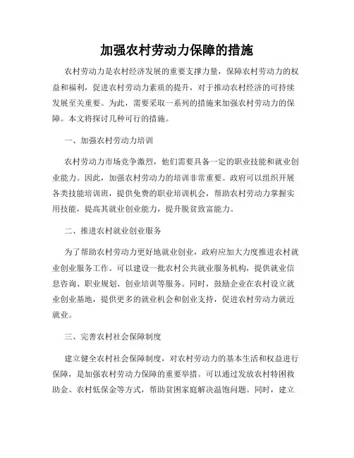 加强农村劳动力保障的措施